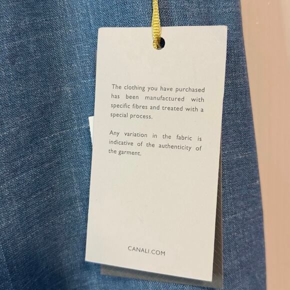 NWT Canali Men’s Unhemmed Travel Dress Pants Size 40 Wool/Silk/Linen Blend Teal - Picture 7 of 10